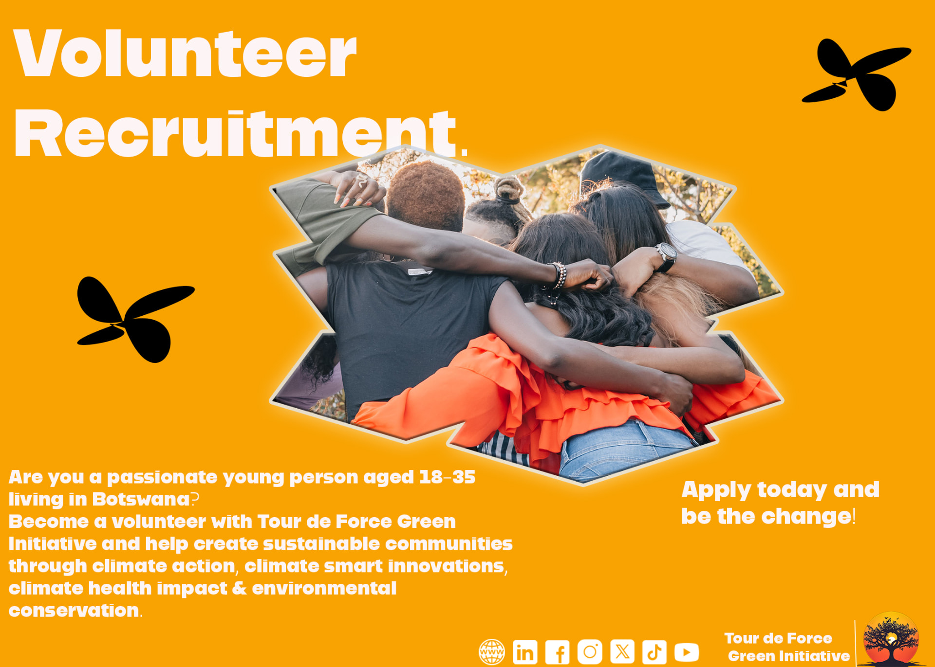 Yellow Botswana volunteer recruitment poster